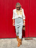 Grey knit pencil skirt
