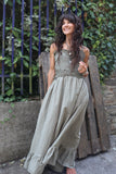 Lace applique khaki dress