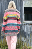 Pink geometric cardigan