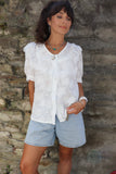 Floral lace collar blouse