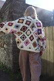 Crochet colourful granny square cardigan