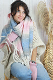 Pastel striped tassel scarf