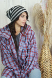 Light grey striped beanie