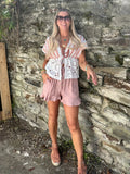 Silky frill trim shorts