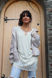 Lace trim long sleeve tee