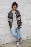 Earth toned geometric knit cardigan