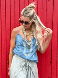 Floral embroidered cami (Light denim)