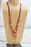 Pink ceramic beaded necklace