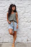 Open  knit tank top (Khaki)