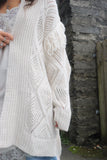 Fringe cable knit cardigan