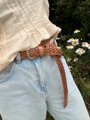 Braided leather belt