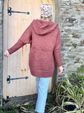 Rust hooded cardigan