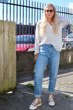 Light blue denim mom jeans