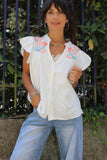 Floral cross stitch blouse