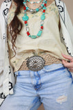 Concho buckle braided belt