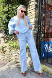Floral embroidered mom jeans