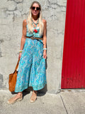 Turquoise floral jumpsuit