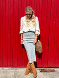 Grey knit pencil skirt