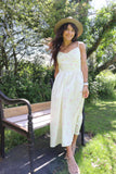 Butter yellow striped floral dress