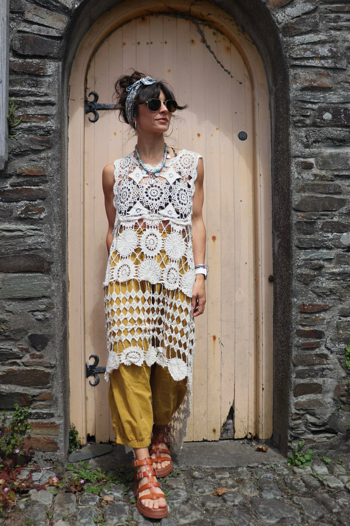 High-low crochet circle tunic