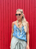 Floral embroidered cami (Light denim)