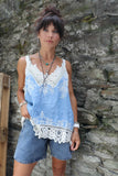 Crochet embellished cami (Blue)
