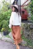 Lace end silky skirt