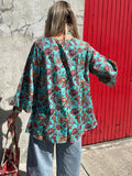 Coral border floral kimono