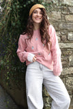 Floral embroidered pink jumper