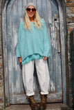 V neck knit jumper (Aqua)