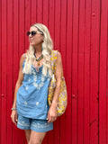 Floral embroidered cami (Light denim)