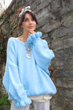 Blue frill sleeve jumper (Blue)