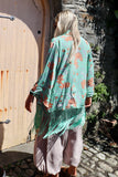 Mint fringed kimono
