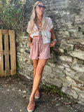 Silky frill trim shorts
