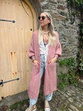 Dusty pink bell sleeve cardigan
