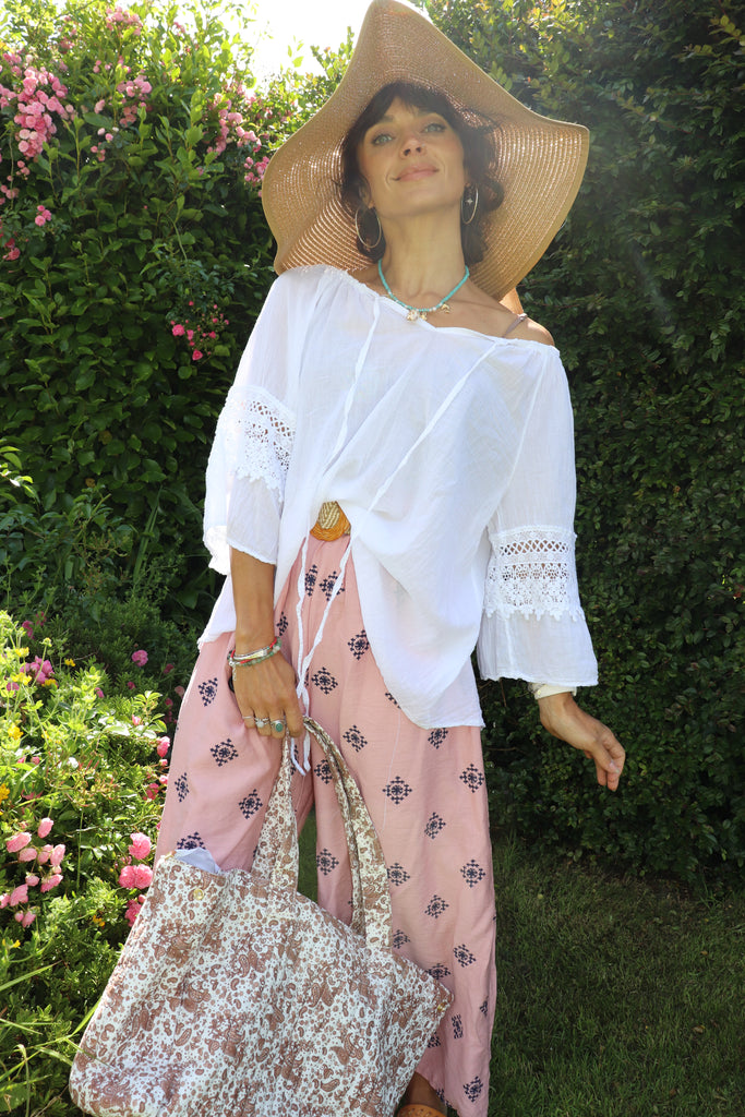 White cotton peasant blouse