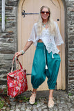 Teal harem trousers