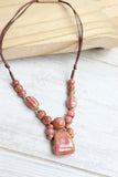 Pink ceramic beaded necklace