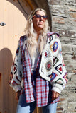 Crochet colourful granny square cardigan