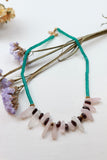 Turquoise and pink stone beaded necklace