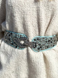 Studded stretch belt (light blue)