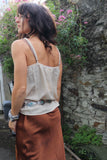 Button up lace trim cami
