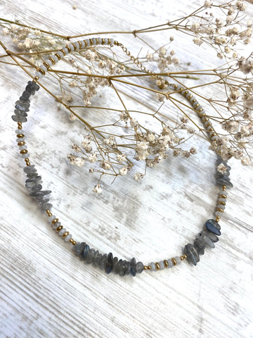Labradorite stone beaded necklace