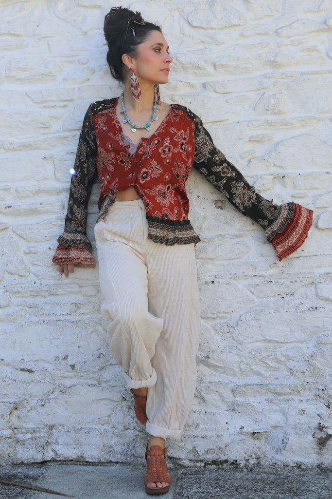 Burnt orange floral top