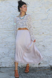 Asymmetrical lace trim skirt (Rose)