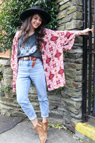 Aztec printed kimono