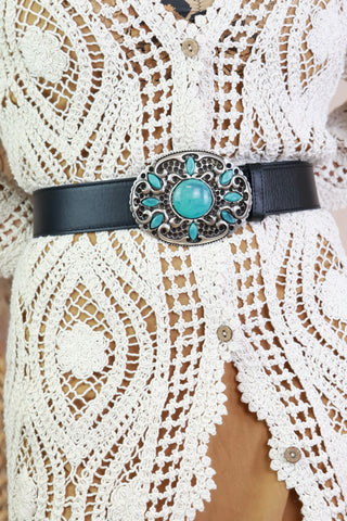 Embellished buckle belt (Black)