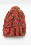Speckle knit pom pom beanie