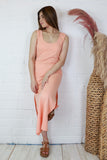 Textured dress with split (Apricot)