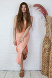 Textured dress with split (Apricot)